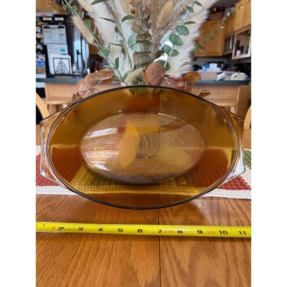 Arcopal Other - Arcopal Arcoroc France Amber Ovl Glass Baking Dish 12" Vintage Ovensafe Bakeware